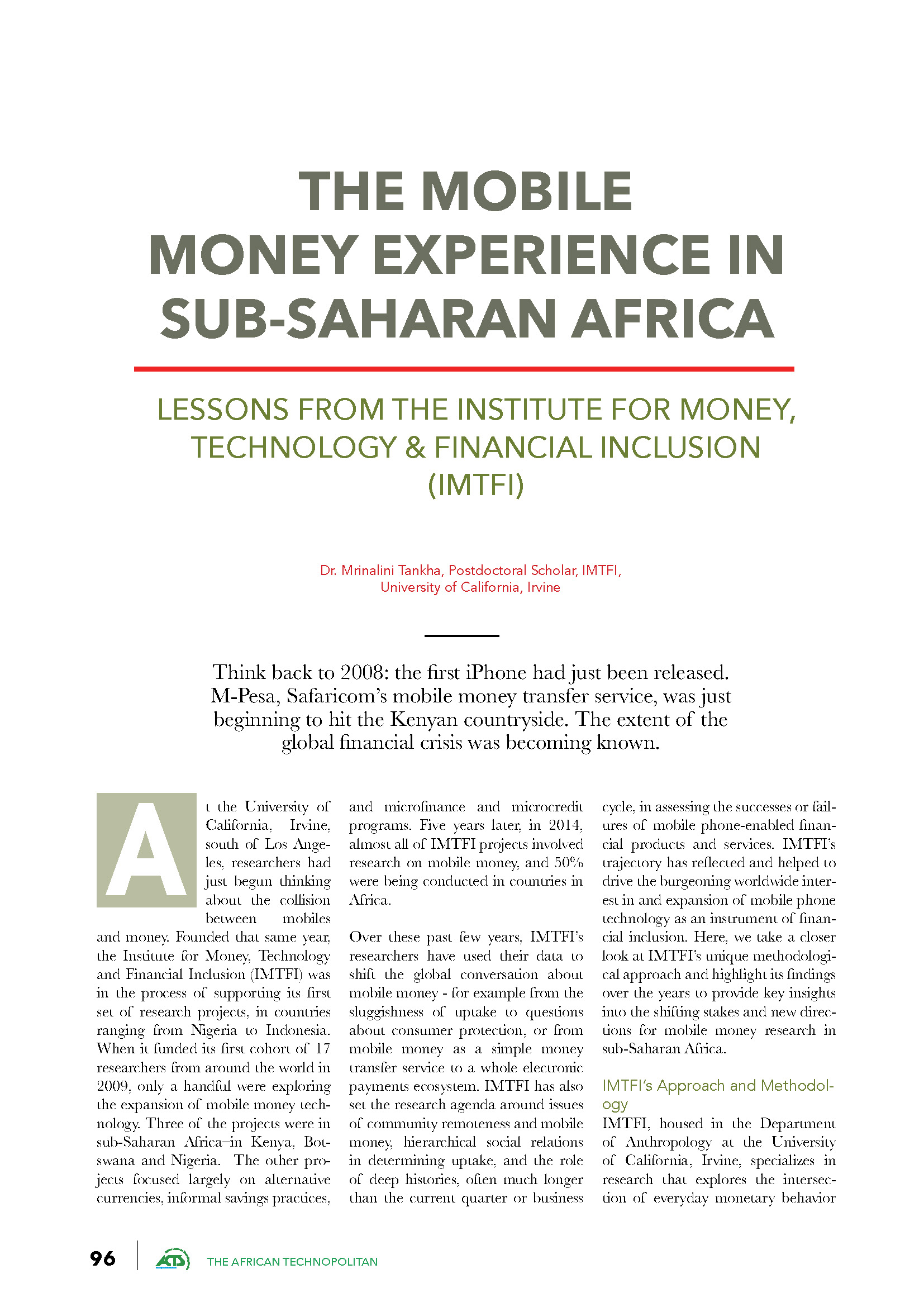 The Mobile Money Experience in Sub-Saharan African cover